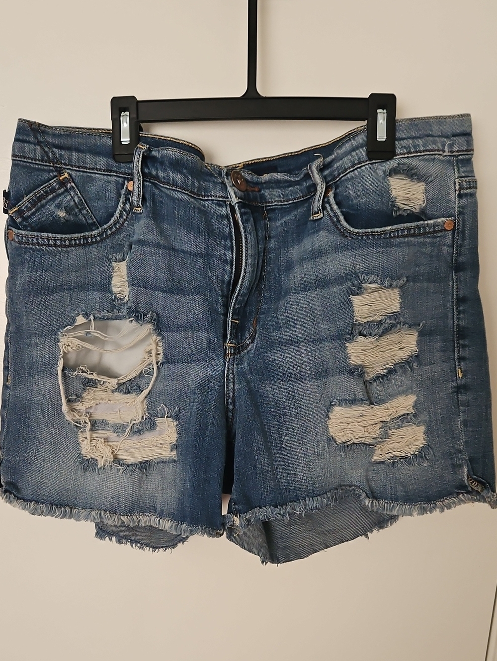 Rock & Republic Distressed Blue Denim Shorts